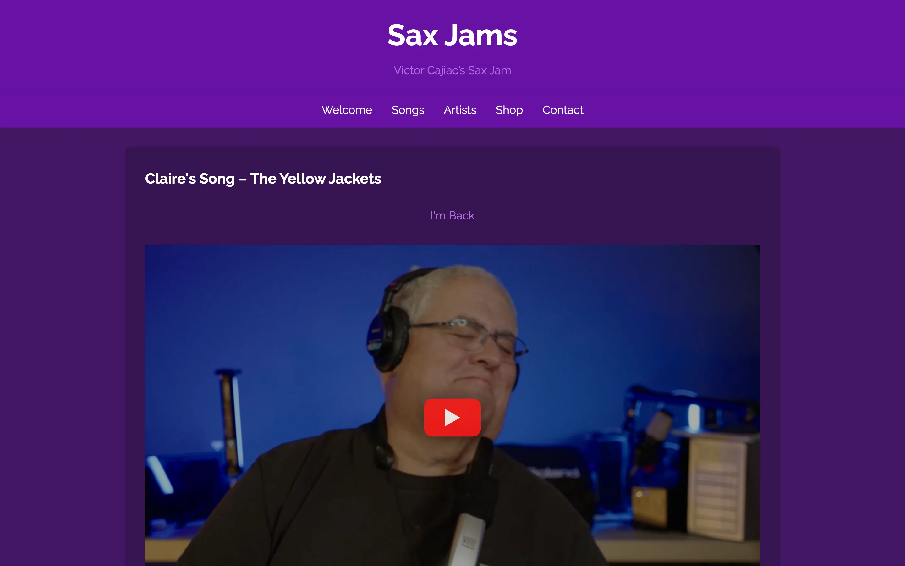 Home screenshot of SaxJams